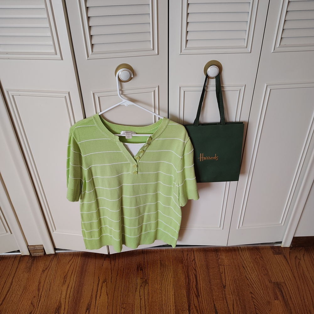 CJ Banks 🍂Light Green Striped Spring Shirt